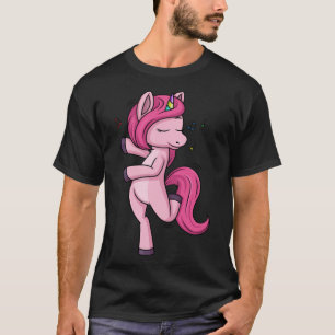 Camiseta Unicornio rosa bailando para mujeres y Chicas