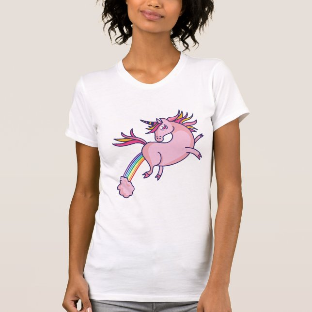 Camiseta Unicornio rosa con arcoiris (Anverso)