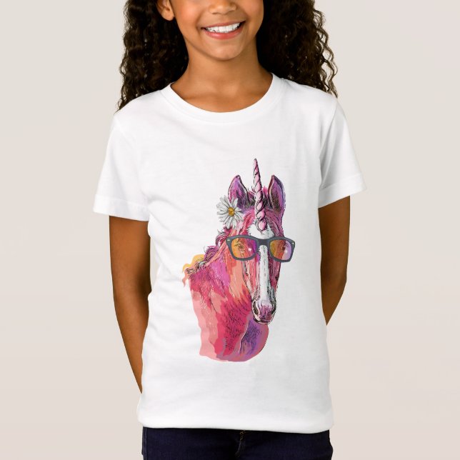 Camiseta Unicornio rosa de dibujo manual (Anverso)