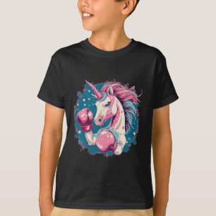 Camiseta Unicornio Rosa Gracioso Con Guantes De Boxeo 1