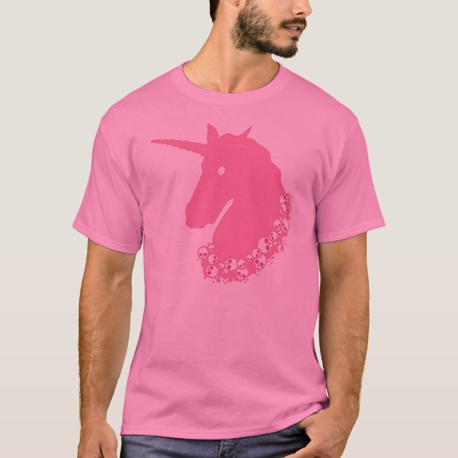 Camiseta Unicornio rosado con los cráneos (Anverso)