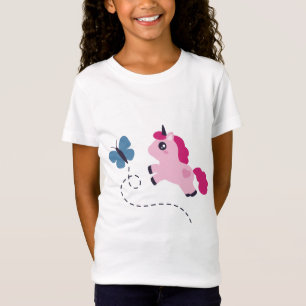 Camiseta Unicornio rosado con mariposa