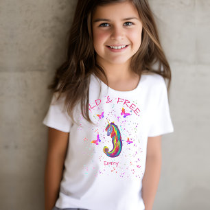 Camiseta Unicornio Salvaje y Libre Brilla con Mariposas