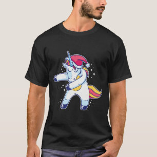 Camiseta Unicornio Santa Flossing en la nieve