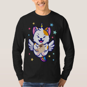 Camiseta Unicornio sosteniendo perro Pug Kawaii Anime Men L