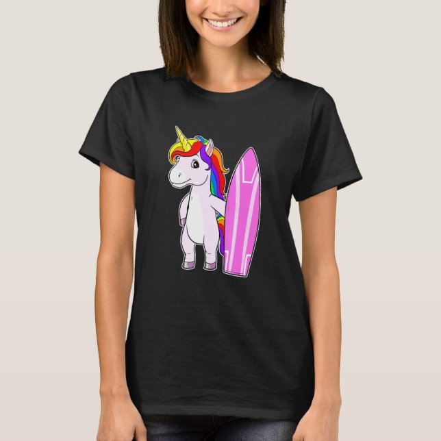 Camiseta Unicornio Surfer Surfboard Surfing Unicornios (Anverso)