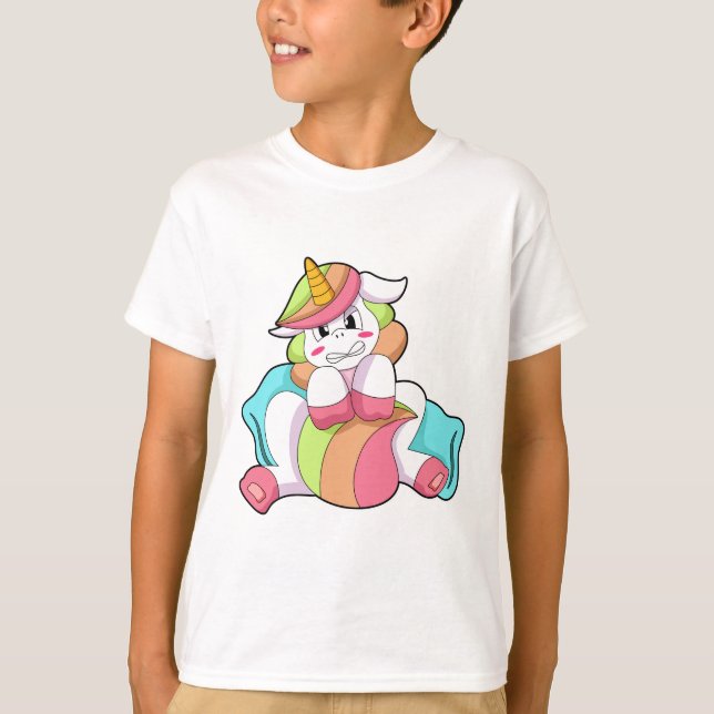 Camiseta Unicornio tímido con almohada (Anverso)