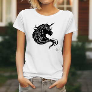 Camiseta Unicornio tribal negro