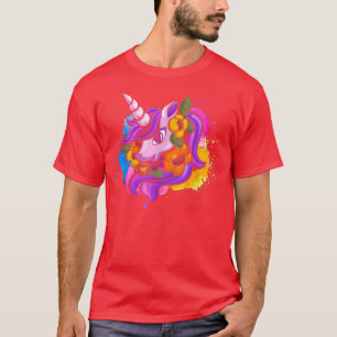 Camiseta Unicornio, un animal mágico colorido, adorna un cu