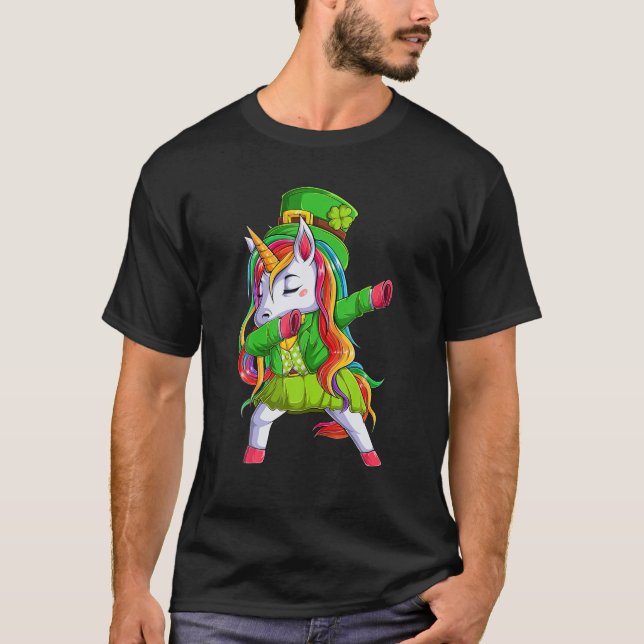 Camiseta Unicornio Usa Leprechaun Gorra Costume Dabbing St  (Anverso)