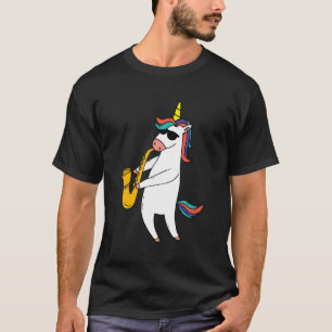 Camiseta Unicornio usando gafas de sol jugando saxofón