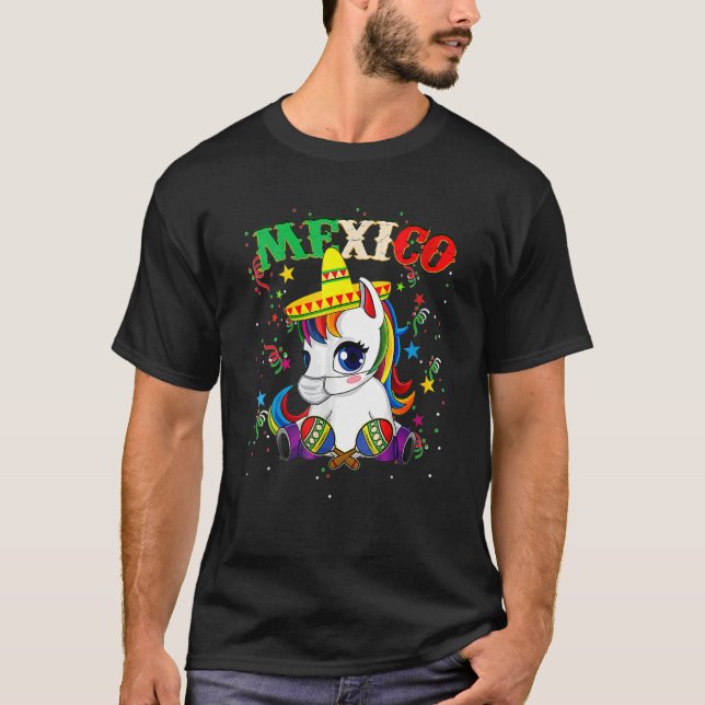 Camiseta Unicornio Viendo Máscara Cinco De Mayo (Anverso)