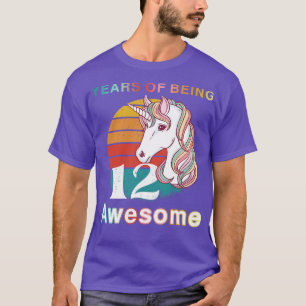 Camiseta Unicornio Vintage 12 años de ser asombroso 12º nac