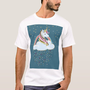 Camiseta Unicornio vintage: Ilustracion de nubes arcoiris