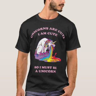 Camiseta unicornio vómito con arco iris