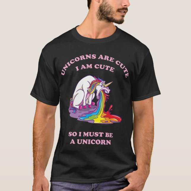 Camiseta unicornio vómito con arco iris (Anverso)