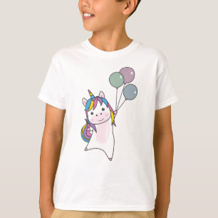 Camiseta Unicornio vuela con globos sobre unicornios bangla