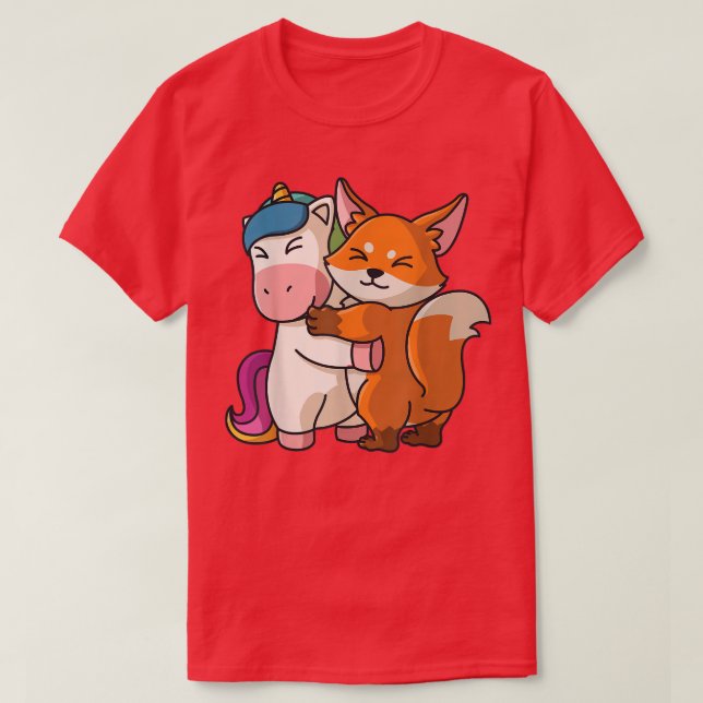 Camiseta Unicornio y Fo Cute Animales para las mujeres (Diseño del anverso)