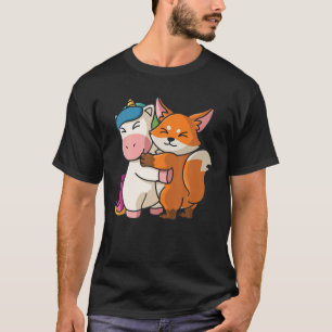 Camiseta Unicornio Y Fox Cute Animales Para Mujeres Animale