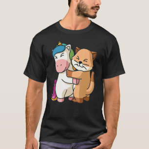 Camiseta Unicornio Y Gato Animales Lindos Para Mujeres Aman
