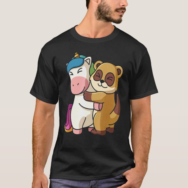 Camiseta Unicornio Y Meerkat Cute Animales Para Mujeres Ani (Anverso)