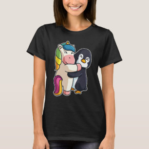 Camiseta Unicornio Y Pingüino Animales Cutáneos Para Mujere