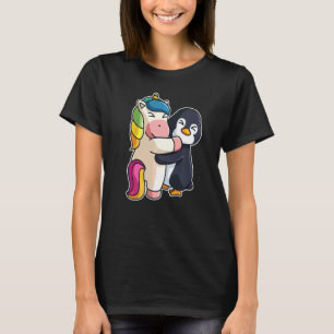 Camiseta Unicornio Y Pingüino Animales Cutáneos Para Mujere