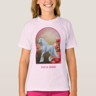 Camiseta Unicornio y rosas Arte de caballo de fantasía