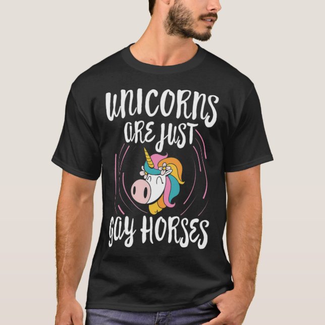Camiseta Unicornios son solo animales lesbianas gays montad (Anverso)