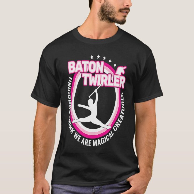 Camiseta Unicornios y Baton Twirler Baton Twirling retro (Anverso)