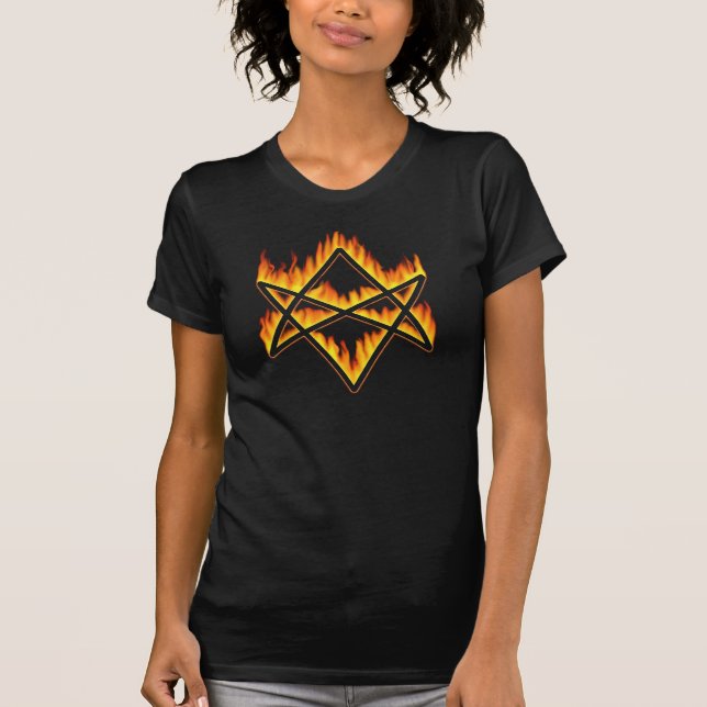 Camiseta Unicursal llameante del Hexagram (Anverso)