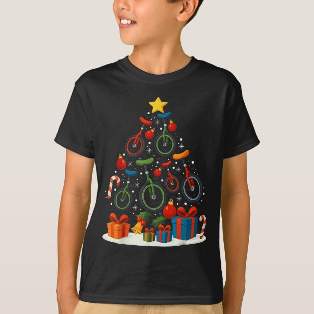 Camiseta Unicycling Unicycle Christmas Tree Xmas  (Anverso)