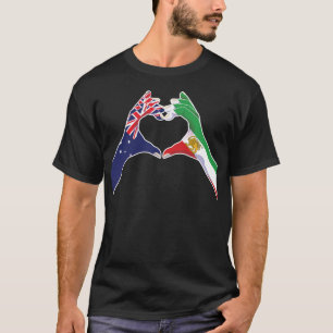 Camiseta Unidad Australiana Iraní Corazón con León y Sol