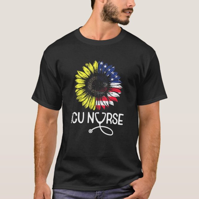Camiseta Unidad De Cuidados Intensivos Patriótica Icu Enfer (Anverso)
