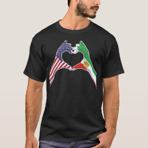 Camiseta Unidad Estadounidense Iraní Corazón con León y Sol