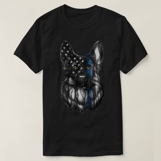 Camiseta Unidad K9 Bandera delgada de la Línea Azul Policía (Diseño del anverso)
