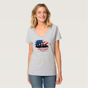 Camiseta Unidos en pie   Cuello-V femenino