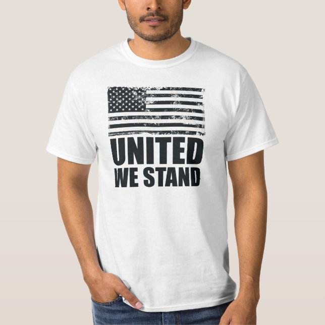 Camiseta Unidos estamos de pie con la línea azul Grunge USA (Anverso)