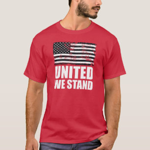 Camiseta Unidos estamos de pie con la línea azul Grunge USA