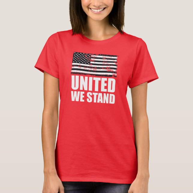 Camiseta Unidos estamos de pie con la línea azul Grunge USA (Anverso)