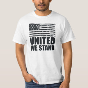 Camiseta Unidos nos mantenemos línea azul delgada bandera G