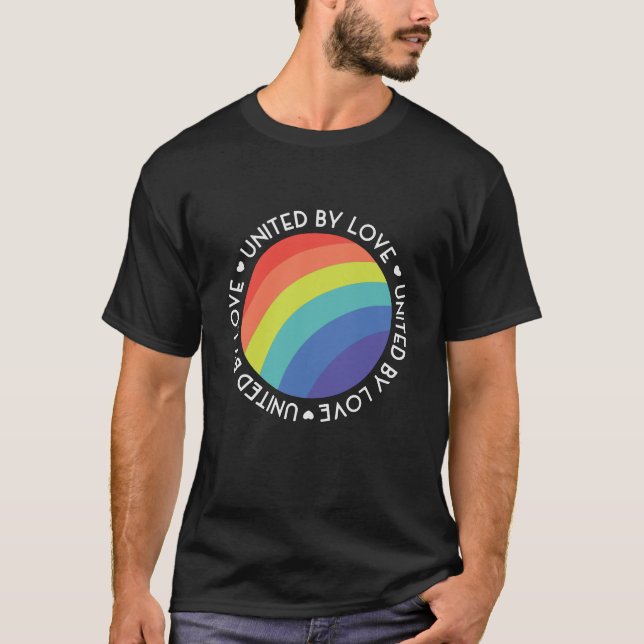 Camiseta Unidos por amor Lgbt Orgullo Gay Lesbian Arcoiris (Anverso)