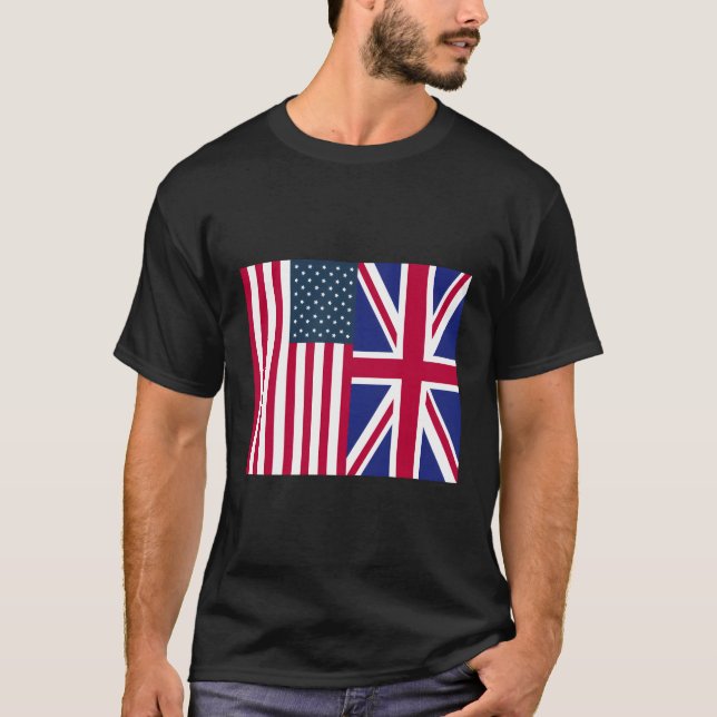 Camiseta Unión Británica Estadounidense de Banderas Jack Uk (Anverso)