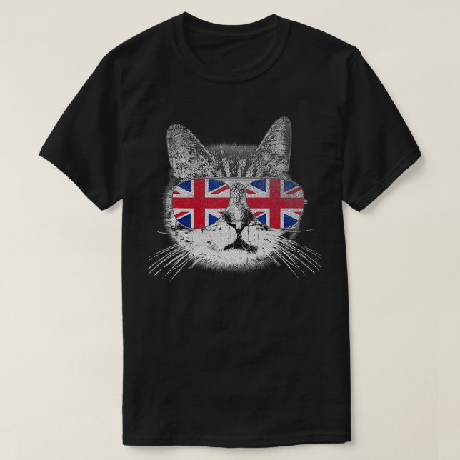 Camiseta Unión de Camisas de Gato Bandera País Retro Inglat (Diseño del anverso)