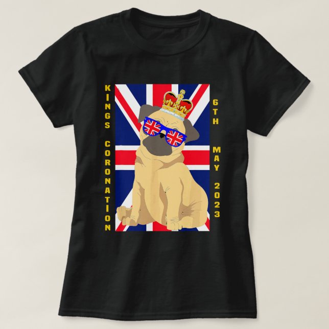 Camiseta Unión de la Corona Británica de Perros Pug Jack Ki (Diseño del anverso)