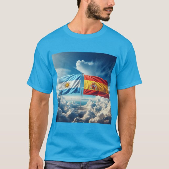 Camiseta Unión de Naciones: Banderas de Argentina y España  (Anverso)