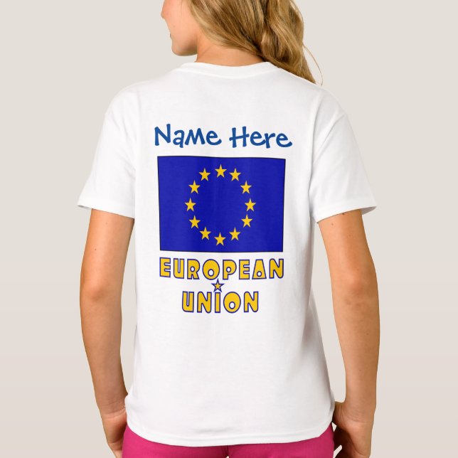 Camiseta Unión Europea Bandera Azul Personalización (Reverso)
