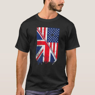 Camiseta Union Jack & American Flag Para British & Usa Expa
