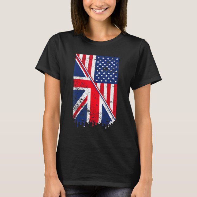 Camiseta Union Jack & American Flag Para British & Usa Expa (Anverso)
