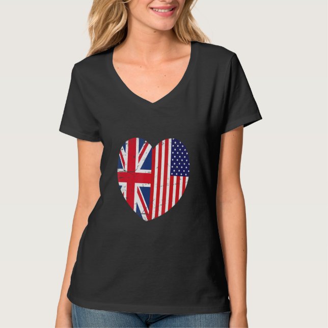 Camiseta Union Jack and Unites States of America Flag Retro (Anverso)